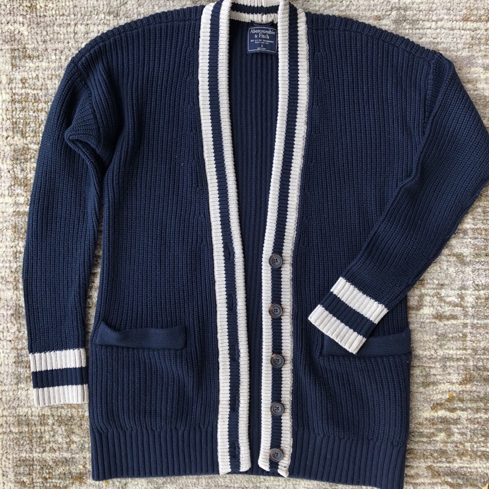 Navy Abercrombie Collegiate Cardigan